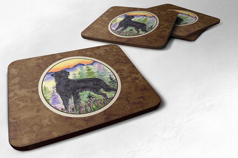 Caroline's Treasures SS8263FC Flat Coated Retriever Foam Coasters (Set of 4), 3.5 H x 3.5 W, Multicolor image number 0