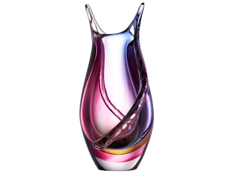 Hand Blown Sommerso Art Glass Teardrop Vase