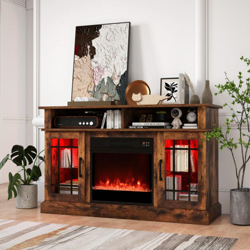Hivvago TV Stand with Electric Fireplace LED Lights and Remote Controls for TVs Up to 40 Inch