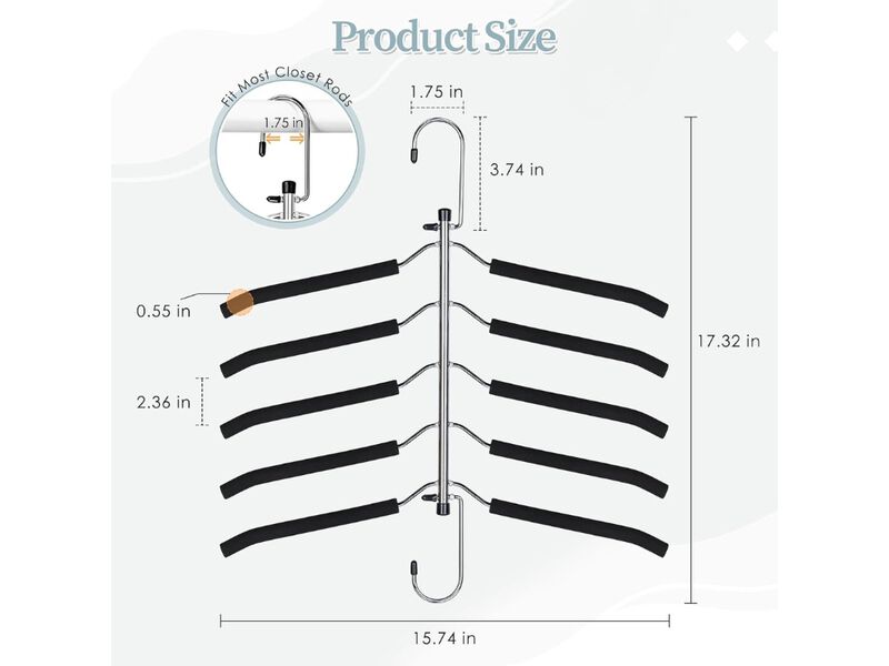 Clothes Hangers 2 Pack | Space-Saving Shirt Organizer with Non-Slip Design Black image number 2