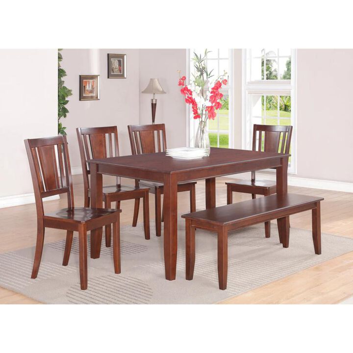 6-Pc Dining set with bench-Dining Table and 4 Dining Chairs and Bench