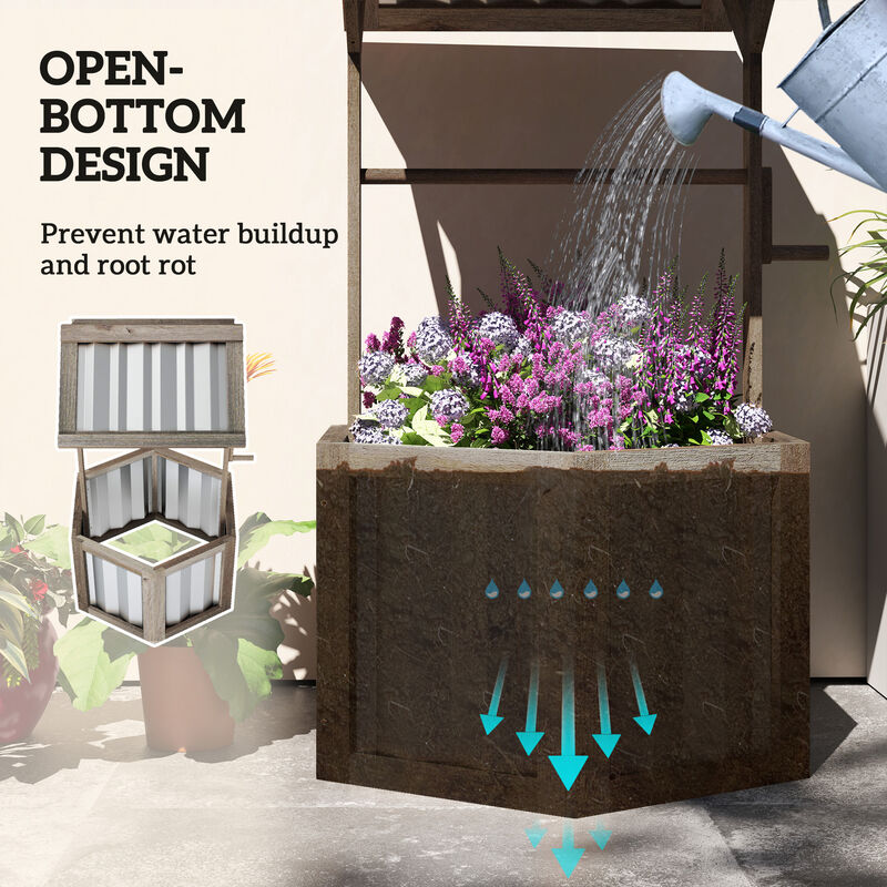 Hivvago Hexagonal Wooden Planter with Galvanized Canopy image number 6