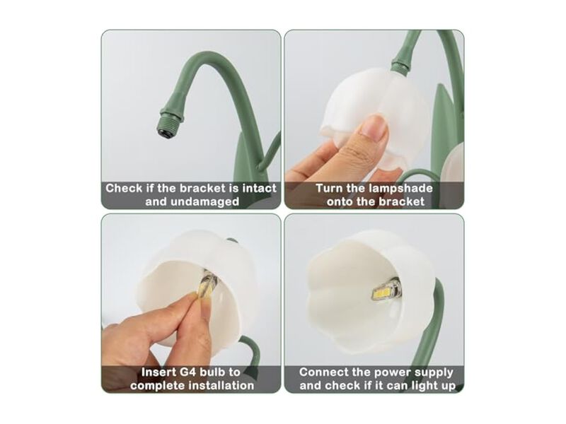 LED Vintage Flower Table Lamp For Bedroom Desk Green image number 3