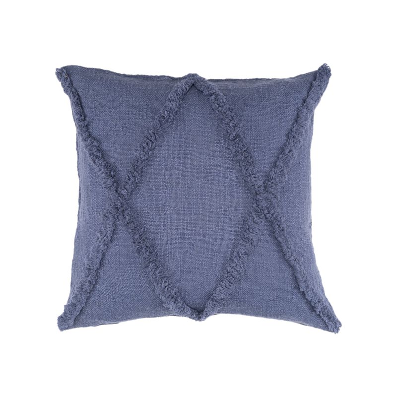 18" Blue Hand Woven Diamond Tufted Square Throw Pillow image number 0