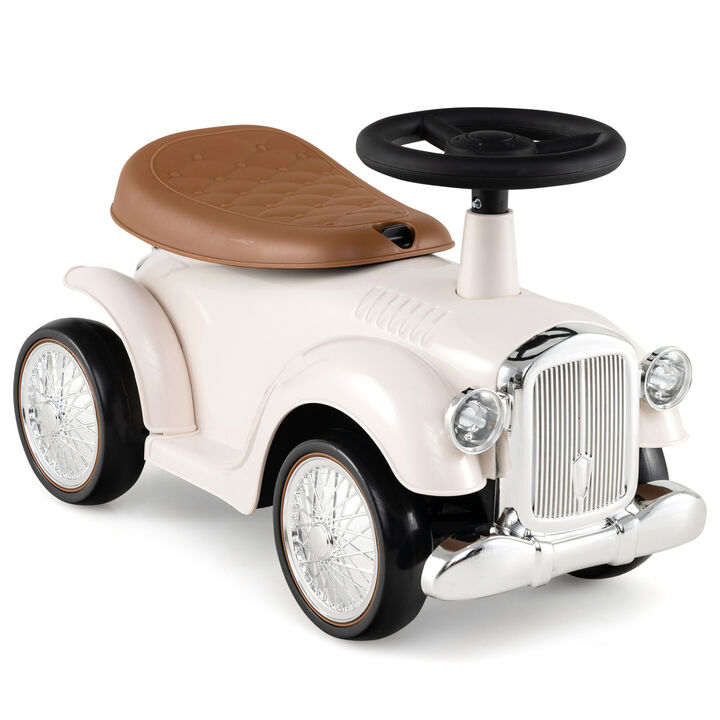 Kids Ride On Sit to Stand Car with Steering Wheel and Storage Compartment