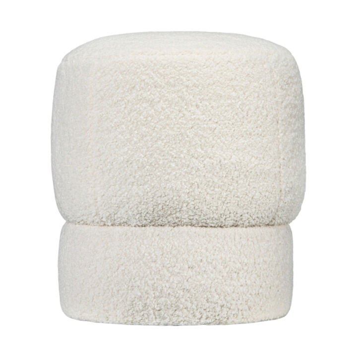 Round Upholstered Ottoman Foot Stool with Padded Seat for Living Room or Bedroom