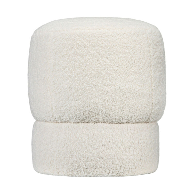 Round Upholstered Ottoman Foot Stool with Padded Seat for Living Room or Bedroom