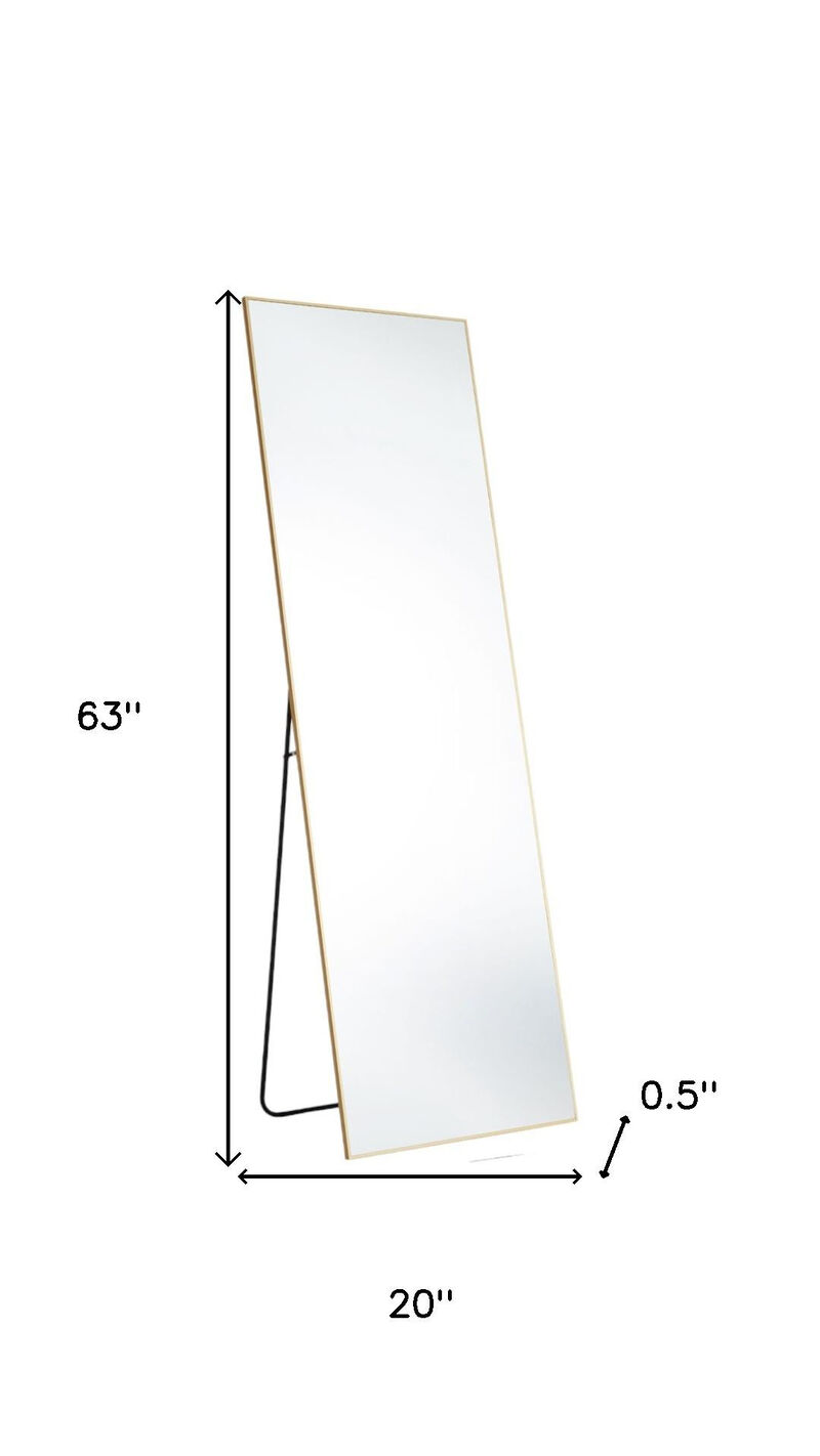 HomeRoots 63" Gold Metal Freestanding and Wall Mount Framed Full Length Mirror image number 5