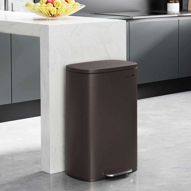Kitchen Trash Can 13 Gallon &ndash; Step-On Garbage Bin in with Soft-Close Lid and Sturdy Foot Pedal