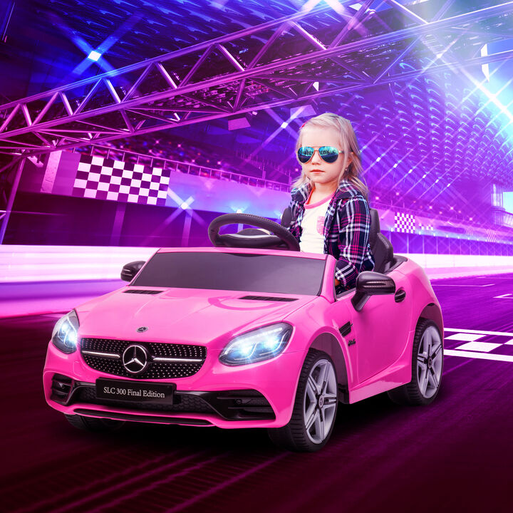BreeBe Mercedes SLC 300 Licensed Kids Electric Car with Remote Control, 12V Battery Powered Kids Ride on Car with Music, Lights