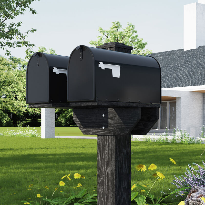 Mailbox Post Support FUFU&GAGA Modern Mailbox Post with Wood-Grain Texture Hollow Design for ...