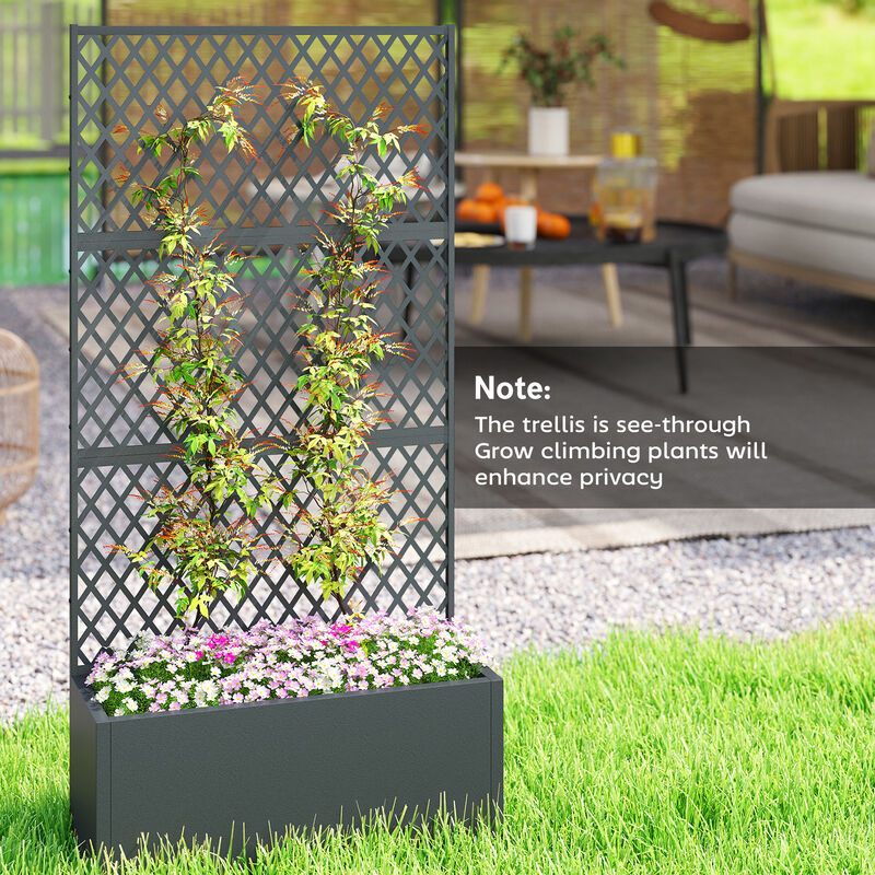 Hivvago Diamond Lattice Metal Garden Bed with Trellis image number 6