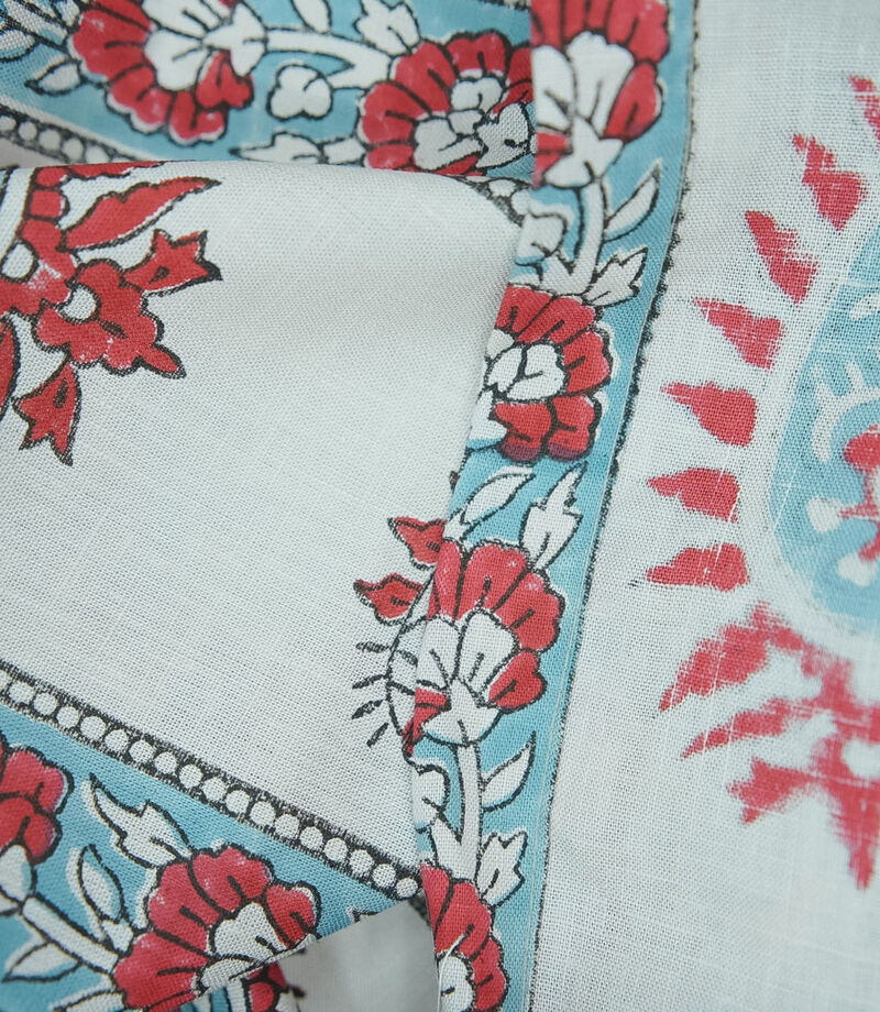 Fabdivine Handmade Block Print 42x144 Inch Curtain Soft Linen Floral Design for Fall Home Decoration, Lakshita image number 4