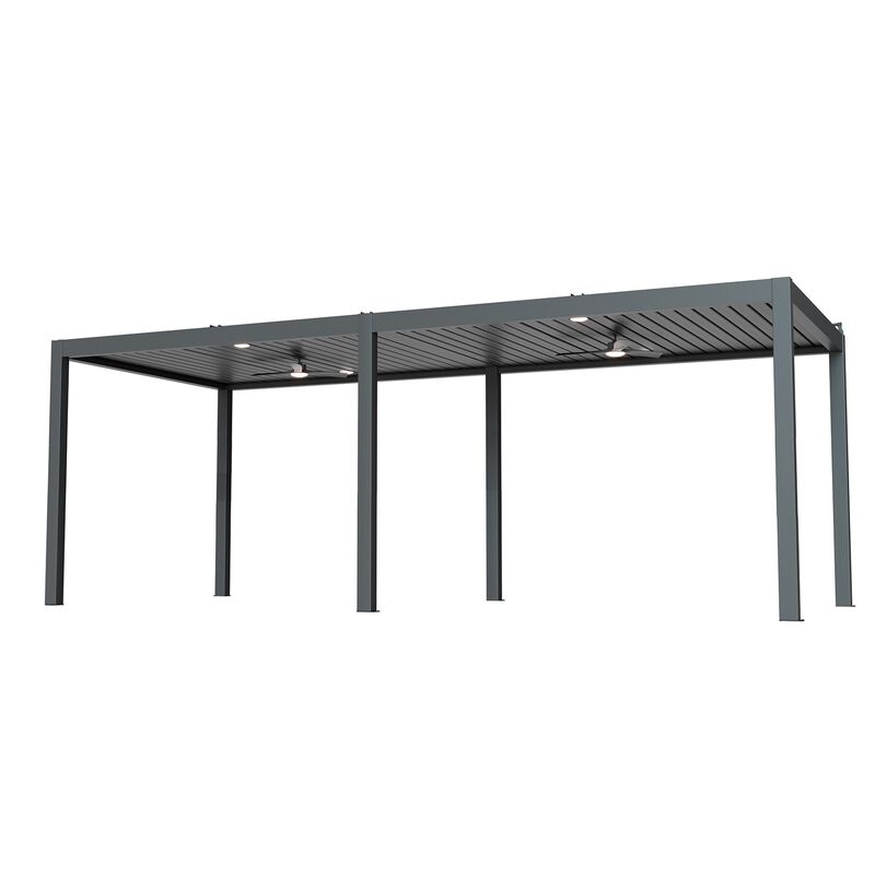 Mondawe 10x24ft Smart Aluminum Alloy Pergola,Solar Powered W/ Adjustable Louvers&Weatherproof Design image number 0