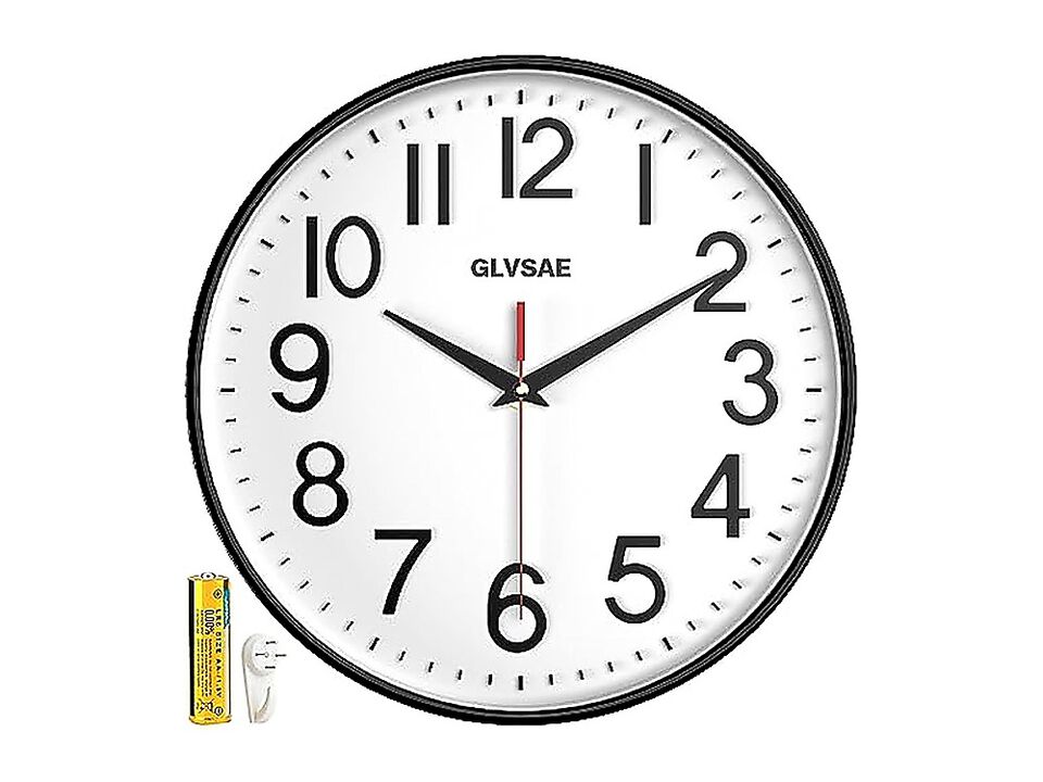 Wall Clock 12 Inch Non Ticking Clocks Battery Operated Large Easy Read Dial
