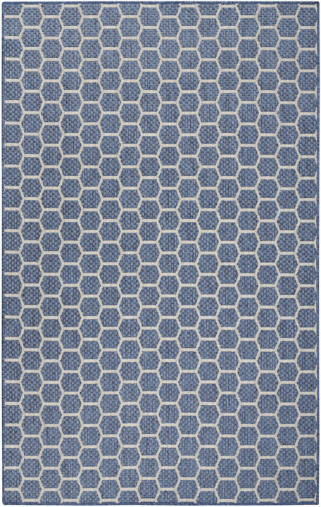 HomeRoots 6' X 9' Blue And Ivory Geometric Indoor Outdoor Area Rug