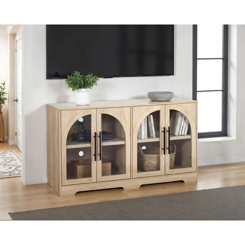 Zekwis Farmhouse Wood TV Stand Media Console image number 1
