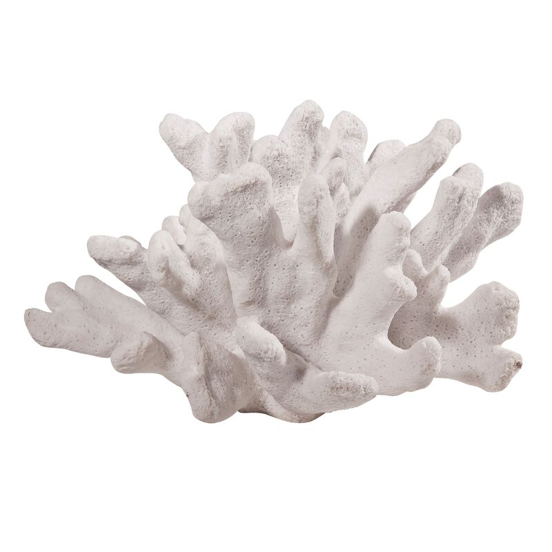 Lily 9 Inch Faux Coral Accent Figurine, Polyresin Tabletop Sculpture, White - Benzara