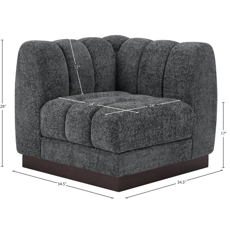 Meridian Furniture Quinn Grey Chenille Fabric Corner Chair