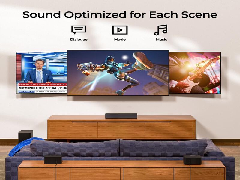 ULTIMEA Poseidon M4T 5.1ch Dolby Atmos Sound Bar for TV,410W,5.25" Wireless Subwoofer,Surround Adjustable image number 8