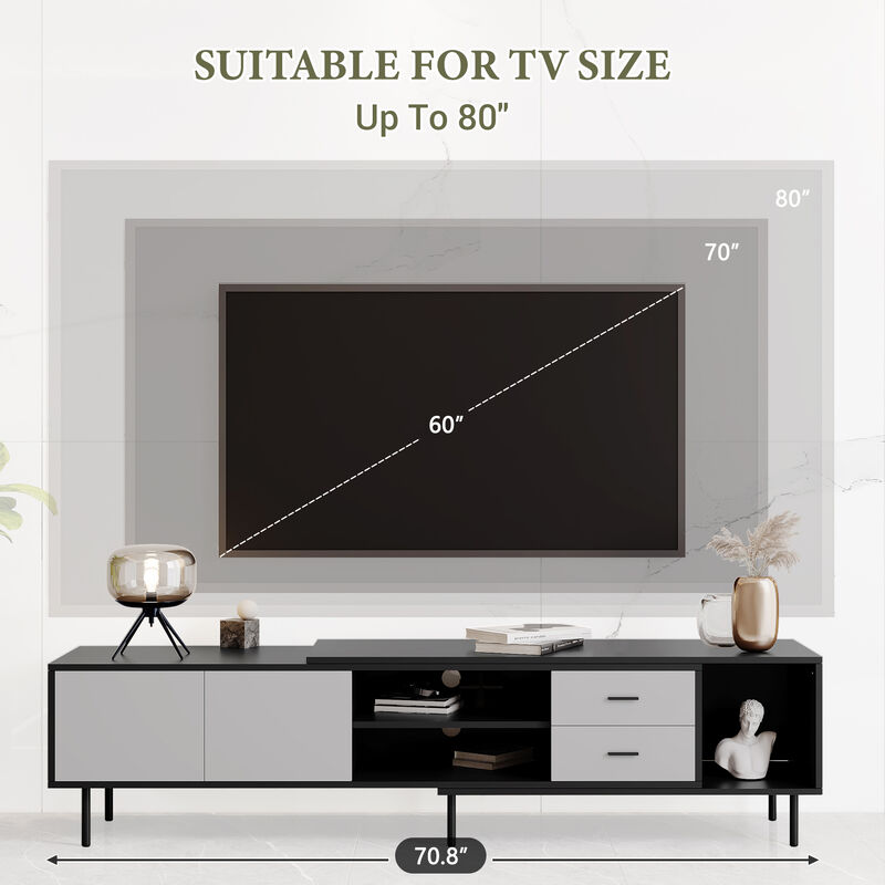 Merax Modern TV Stand for 80'' TV with 2 Doors