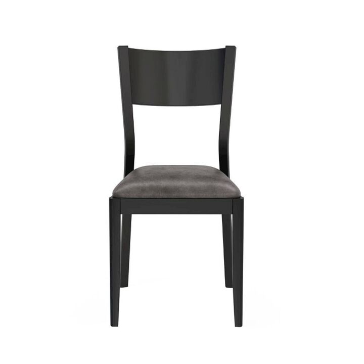 Simple Relax Set of 2 Leatherette Dining Chairs in Black and Gray Finish