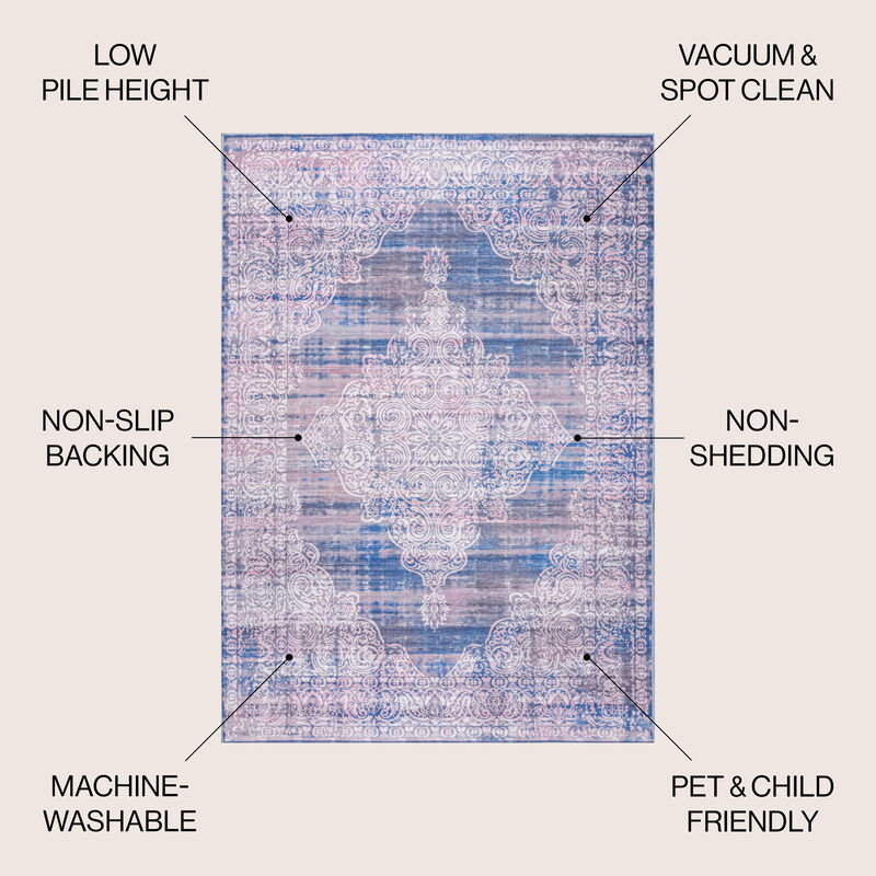 Regis Bohemian Medallion Machine-Washable Area Rug