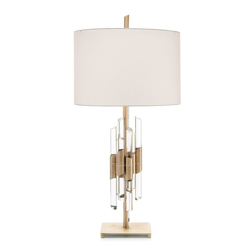Brass and Crystal Rod Table Lamp