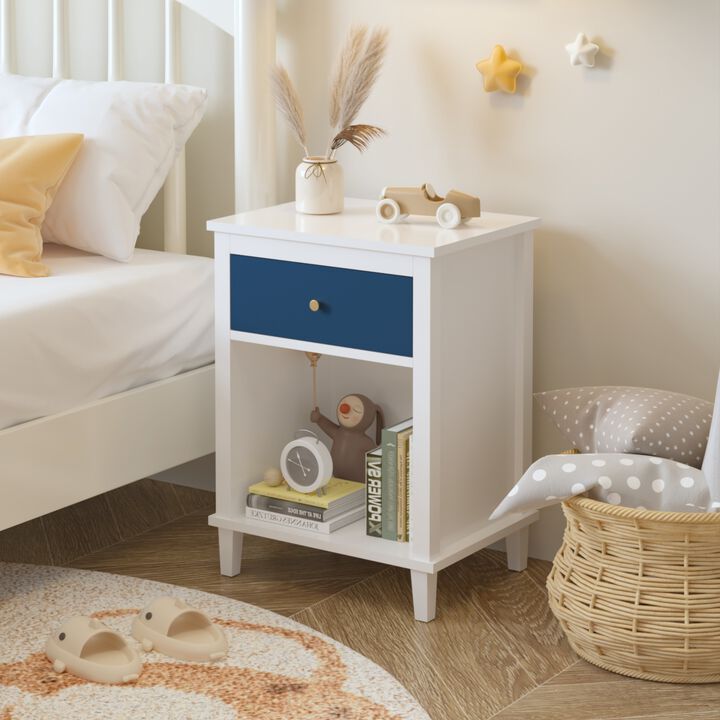 26.8" Assembled Wooden Nightstand 1-Drawer 1-Shelf for Kids Adults