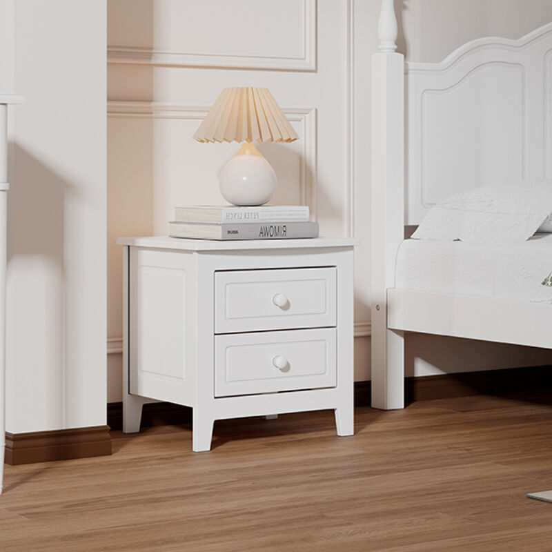 Mid-Century Retro 2-Drawer Nightstand Bedside Table image number 8