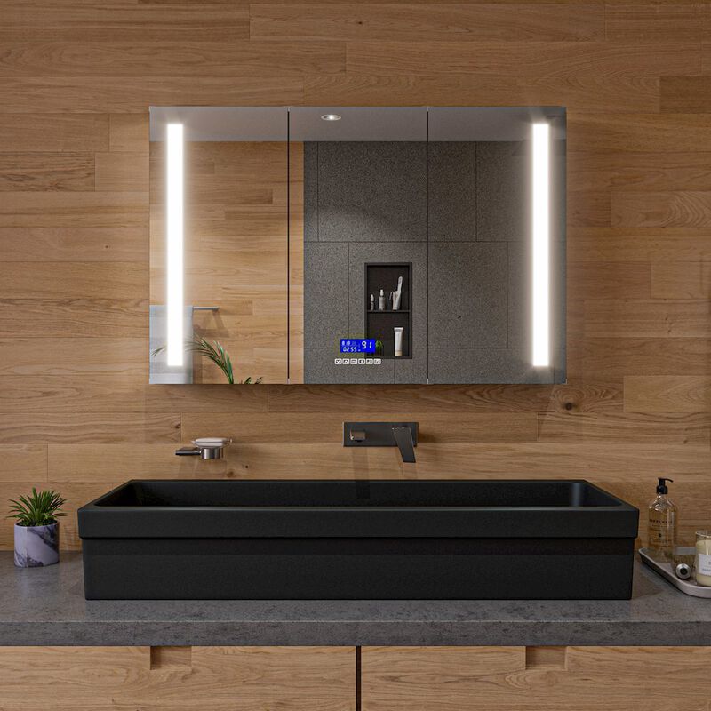 ALFI brand 48 Black Matte Above Mount Fireclay Bathroom Trough Sink