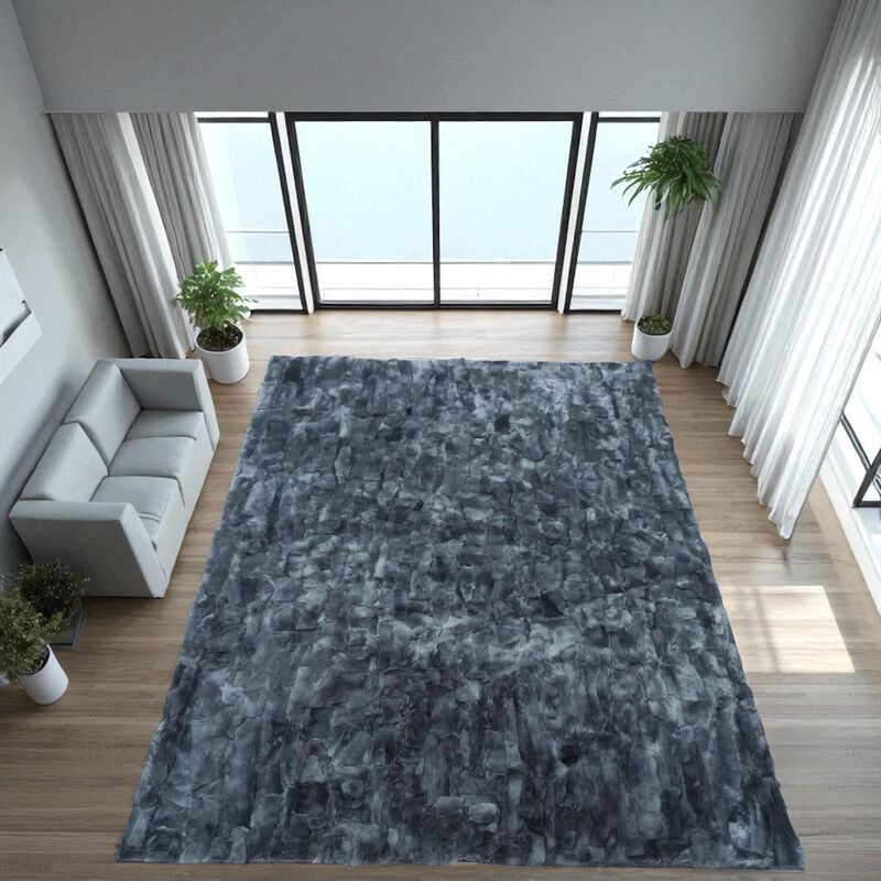 Gray Rex Rabbit Fur Rug, Real Rabbit Hair Carpet, Handmade Shaggy Area Rug, Soft Fluffy Rug for Living Room, Custom Size Available image number 1