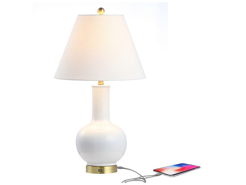 Han Ceramic/Iron Contemporary USB Charging LED Table Lamp