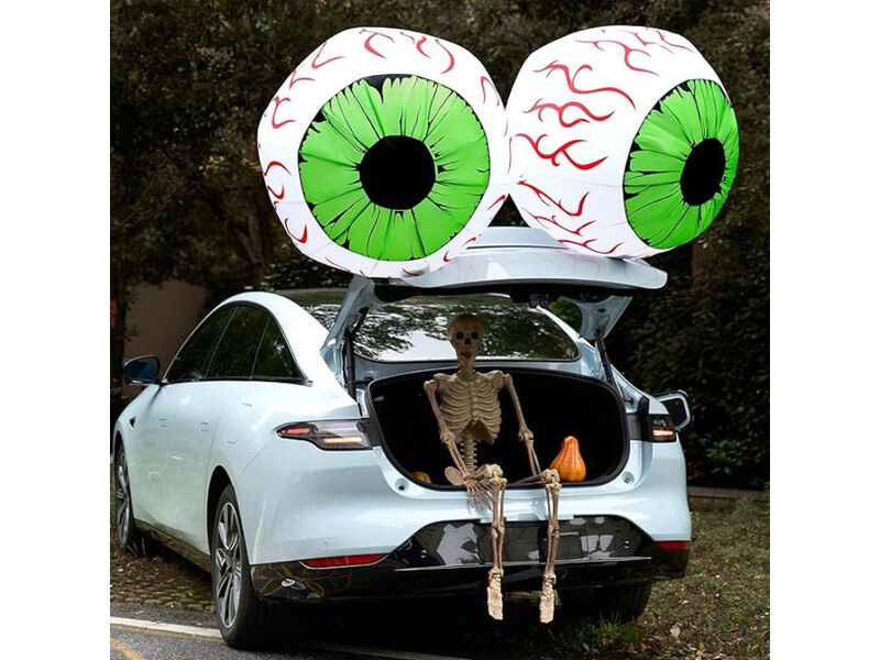 2-Pack 3FT Inflatable Green Eyes &ndash; Halloween Blow-Up Yard Decor with LED Lights for Indoor/Outdoor Party Display image number 2
