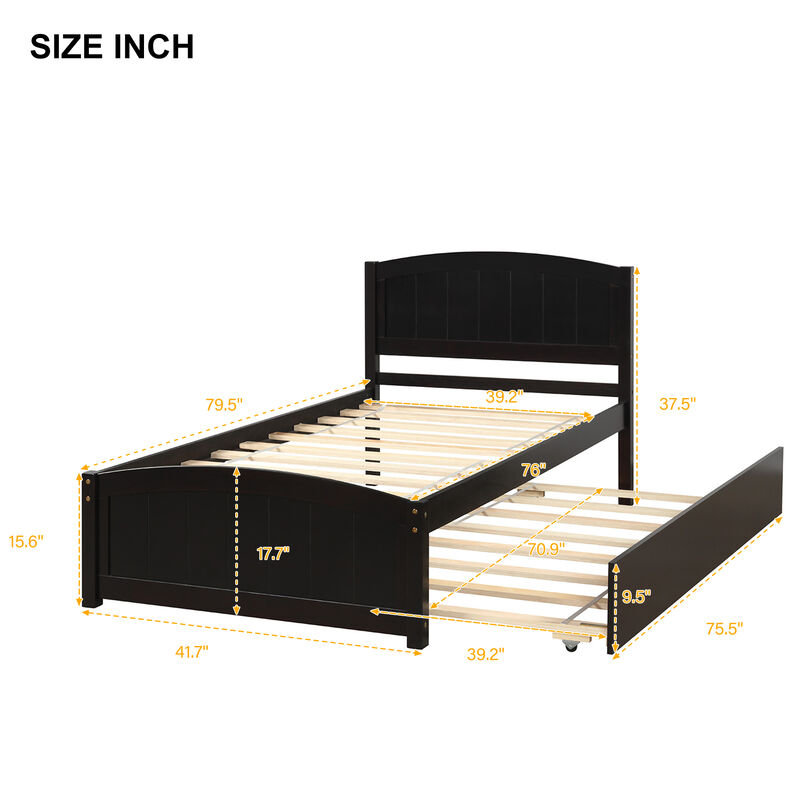 Minimalistic Wood Platform Bed with Trundle image number 8