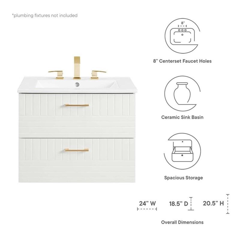 Modway Daybreak Bathroom Vanity, 24" with White Sink image number 7