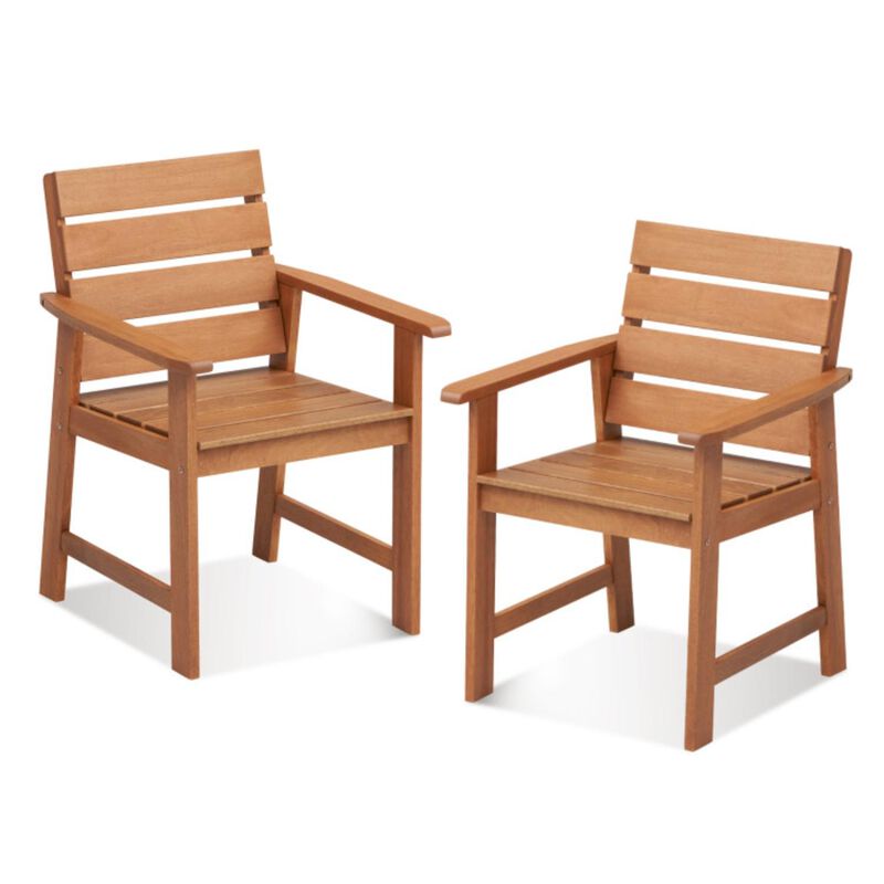 Hivvago 2 Piece Patio Hardwood Chair with Slatted Seat and Inclined Backrest