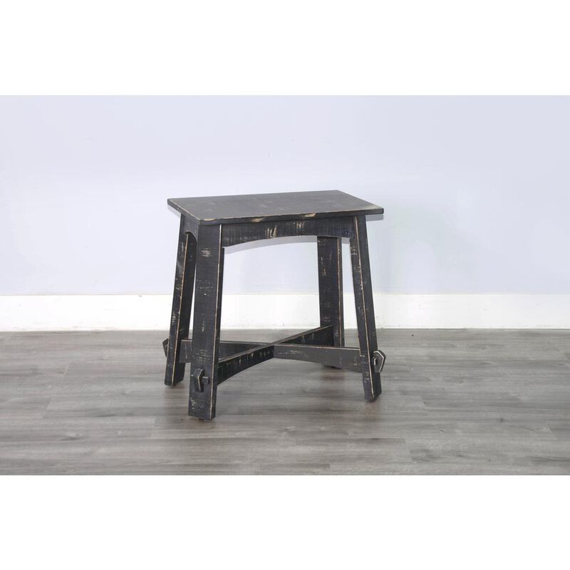Sunny Designs Marina Farmhouse Mahogany Wood Chair Side Table in Black Sand