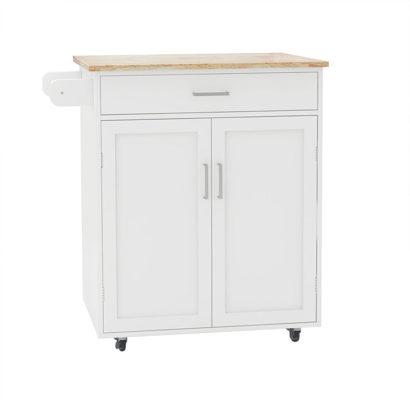 Streamdale Rolling Kitchen Cart with Towel Rack and Wood Top image number 8