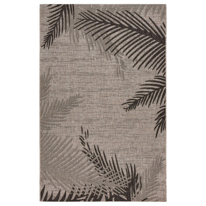 HomeRoots Palm Leaf Stain Resistant Indoor Outdoor Area Rug