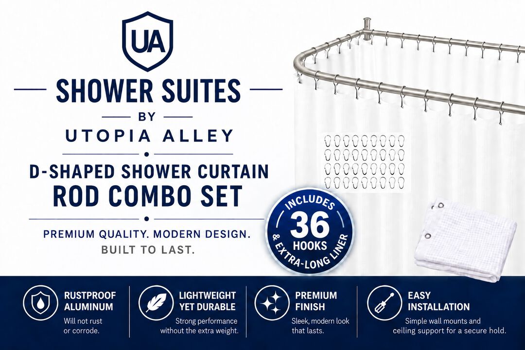 Shower Suites D-Shaped Shower Curtain Rod for Freestanding Tubs