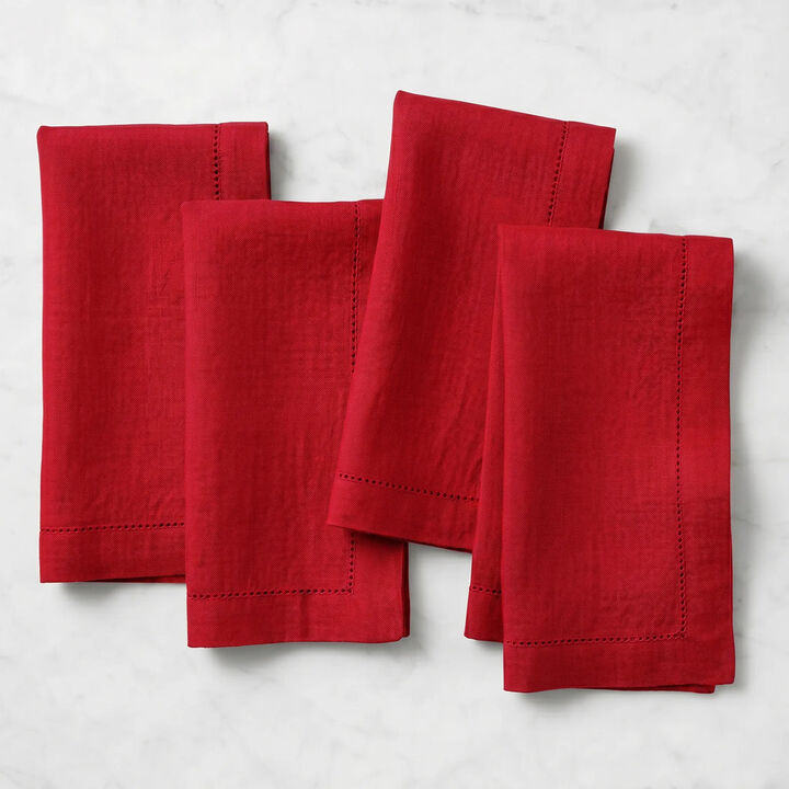 Birch Hemstitch Dinner Napkins Set of 4, 20x20 Inches