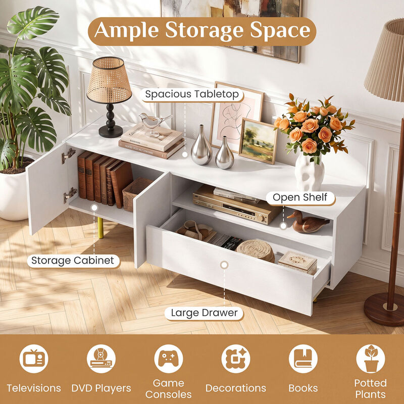 Modern Entertainment Center TV Stand with Storage Cabinet and Metal Legs image number 7