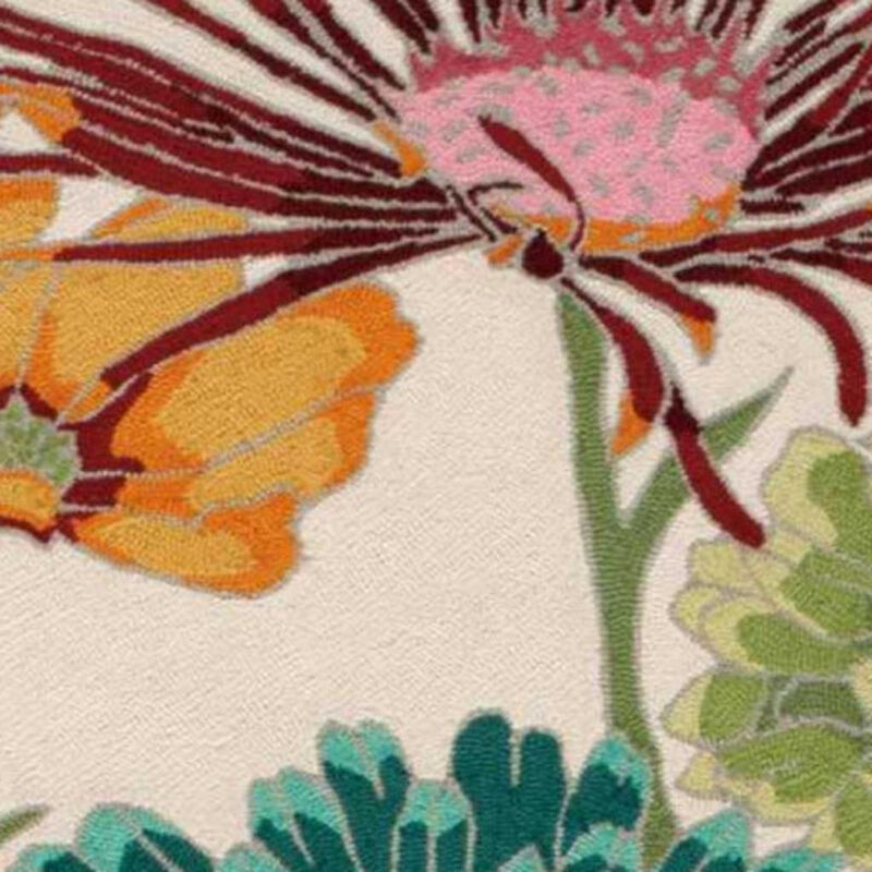 HomeRoots Floral Hand Carved Handmade Runner Rug image number 2