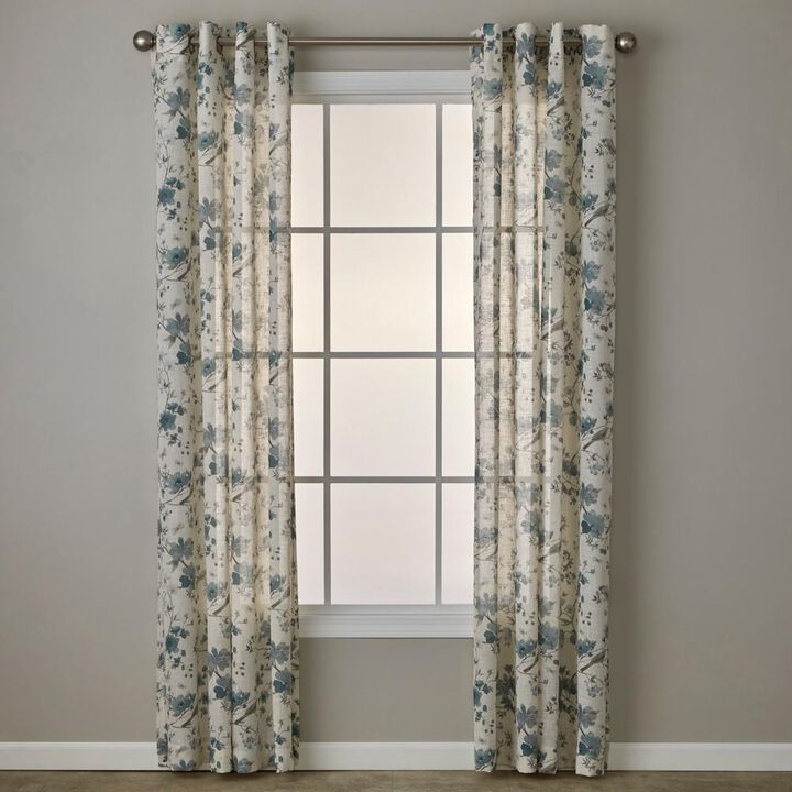 SKL Home By Saturday Knight Ltd Shelby Floral Window Curtain Panel - 52X84", Teal