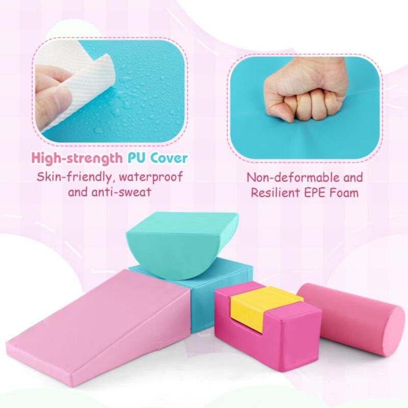 Hivvago 6 Pieces Foam Climbing Blocks Indoor Climb and Crawl Activity Playset with Rectangles