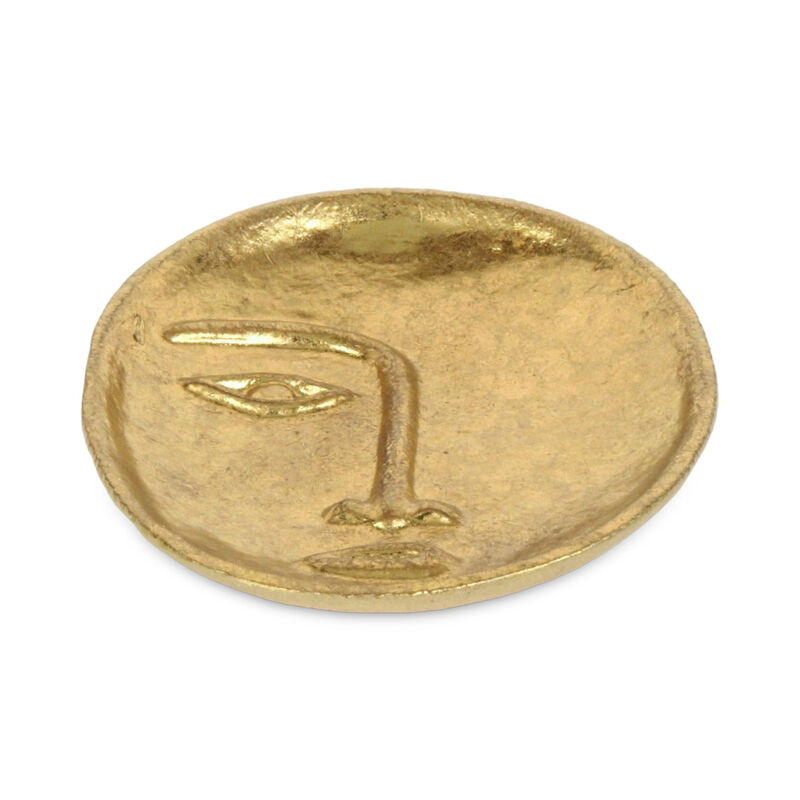 Cast Iron Abstract Face Oval Trinket Tray – Modern Decorative Tray for Jewelry, Keys, and Small Items