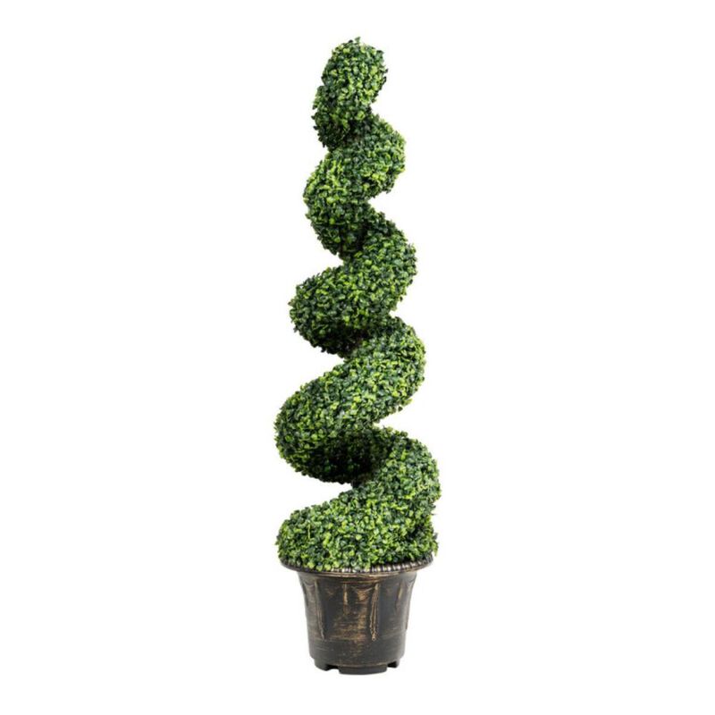 Hivvago 4 Feet Artificial Boxwood Spiral Green Leaves Tree