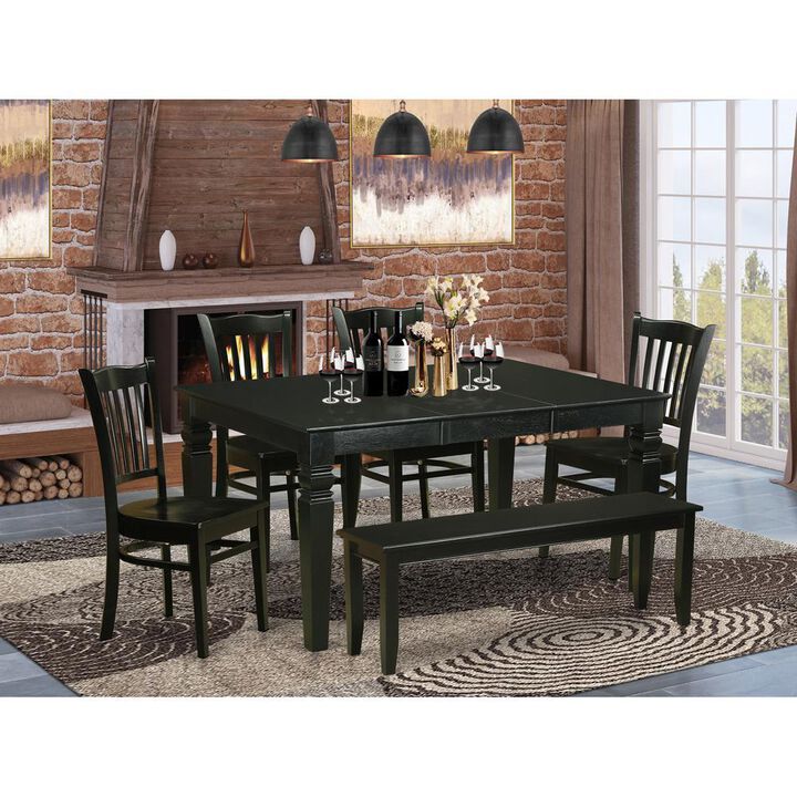 6 Pc Dining room set - Dining Table and 4 Kitchen Chairs and Bench