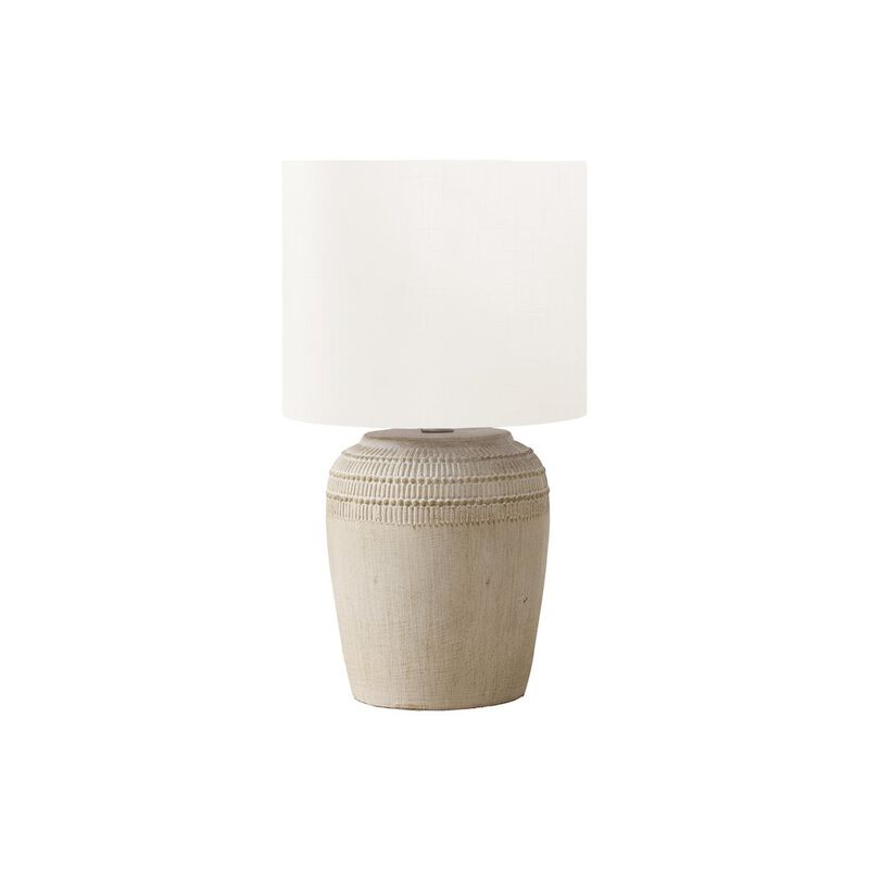 Lighting, 17"H, Table Lamp, Beige Ceramic, Ivory / Cream Shade, Contemporary